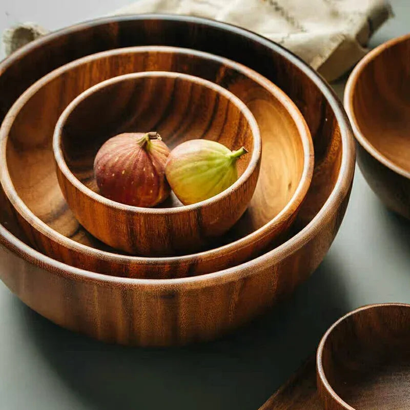 HOLZSCHÜSSEL SET – RUNDE SCHALEN FÜR SALAT, SNACKS & DEKO