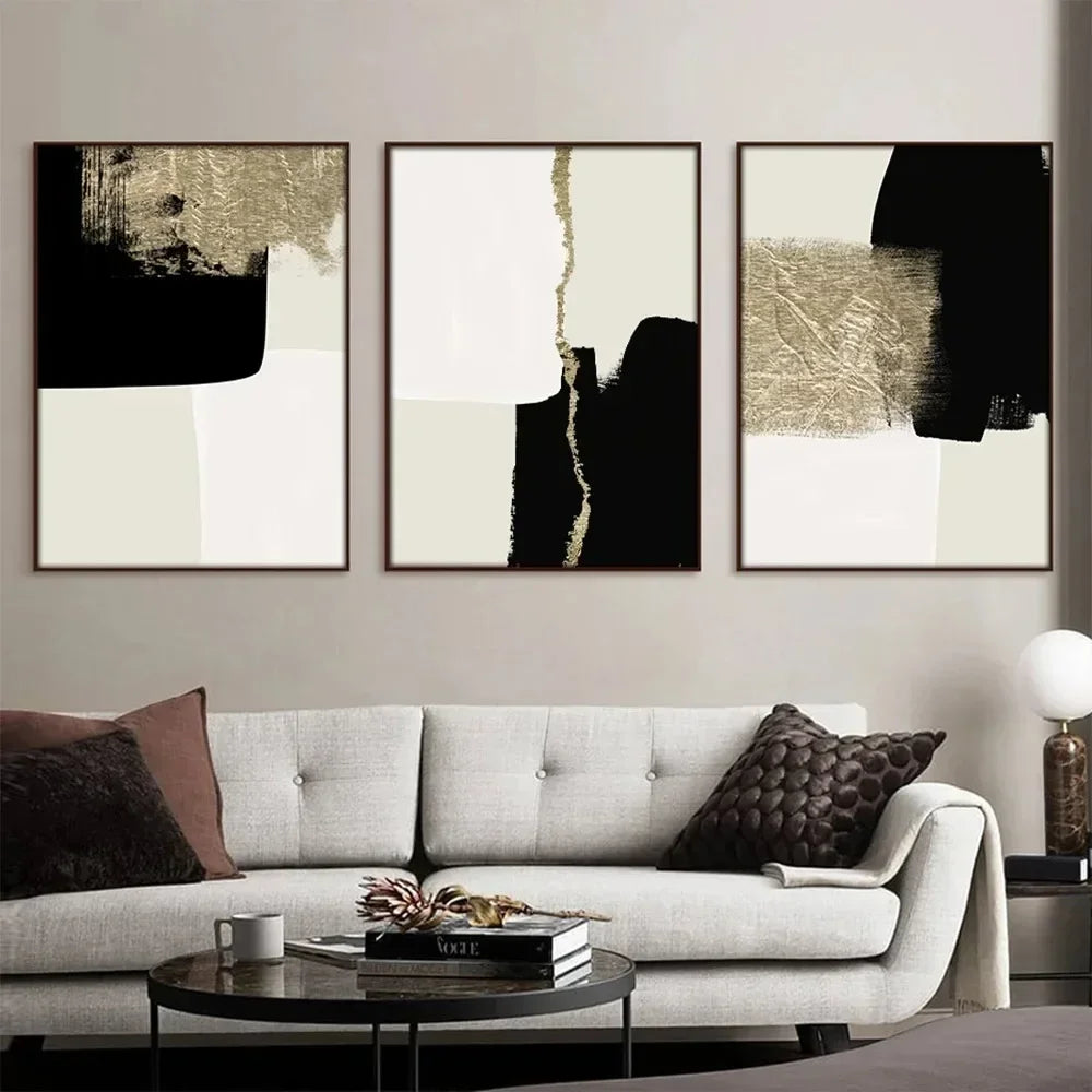 LYON WANDDEKORATION – MODERNES LEINWAND SET SCHWARZ & BEIGE