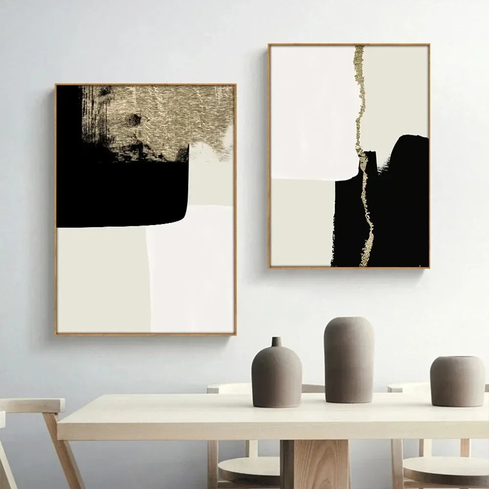 LYON WANDDEKORATION – MODERNES LEINWAND SET SCHWARZ & BEIGE