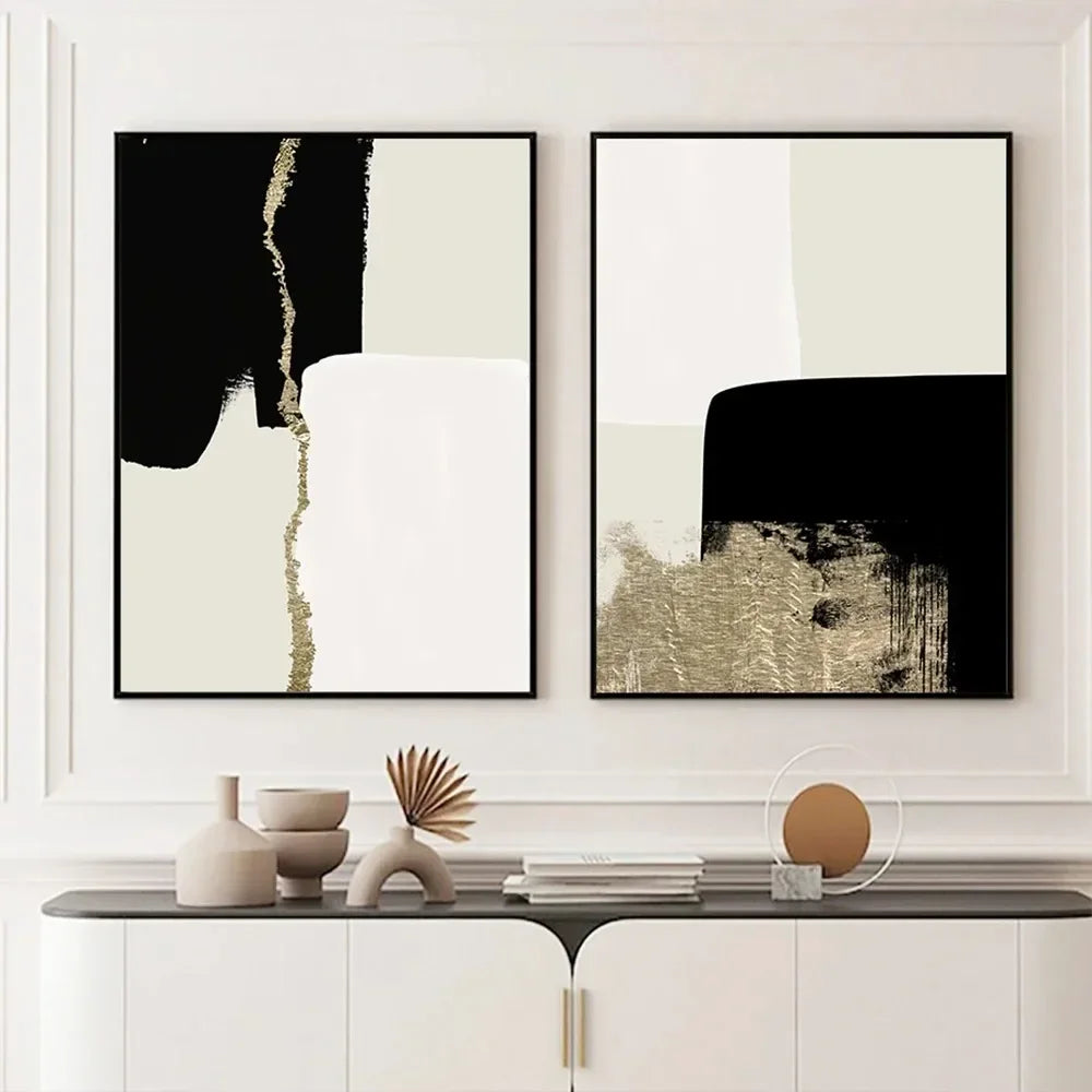 LYON WANDDEKORATION – MODERNES LEINWAND SET SCHWARZ & BEIGE