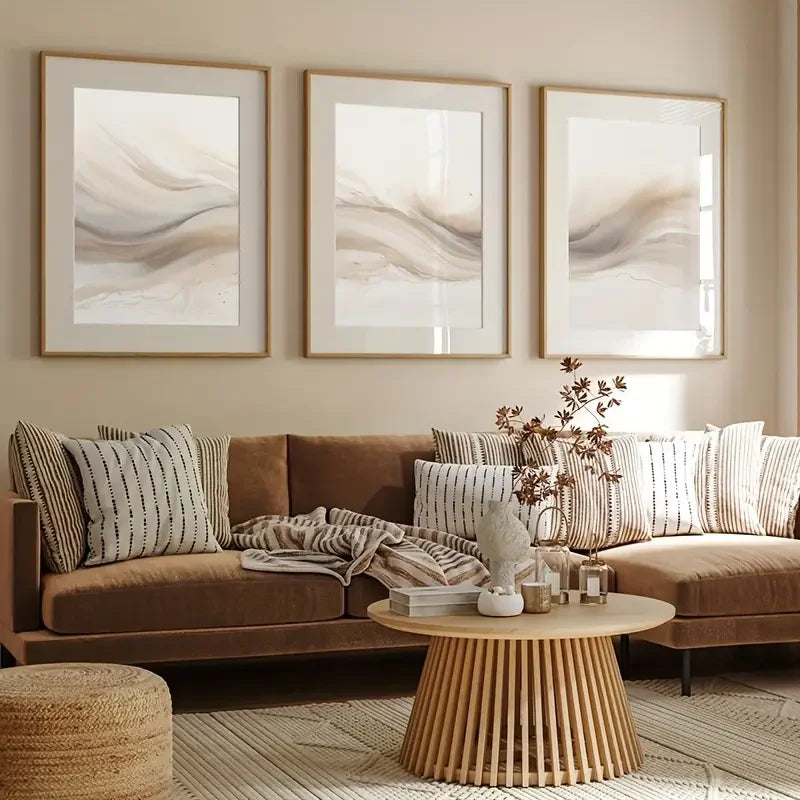 ALVARA WANDDEKORATION – MINIMALISTISCHES CANVA SET IN BEIGE