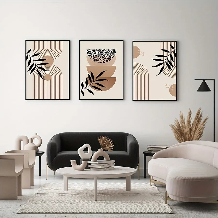 LEVINA WANDDEKORATION – BOHO LEINWAND SET MIT MID CENTURY ELEGANZ