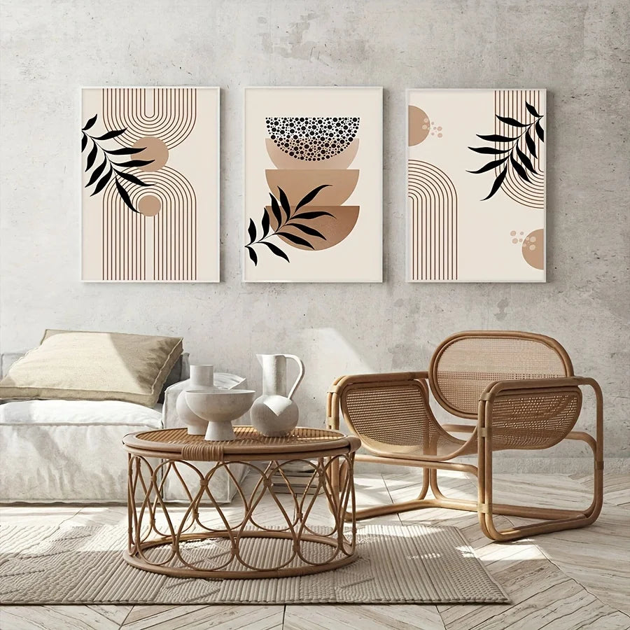 LEVINA WANDDEKORATION – BOHO LEINWAND SET MIT MID CENTURY ELEGANZ
