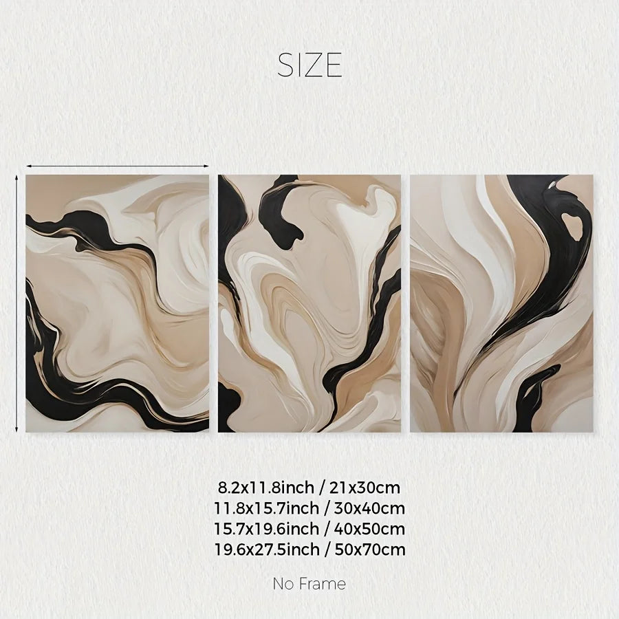 NOELLE WANDDEKORATION – ABSTRAKTES LEINWAND SET BEIGE SCHWARZ