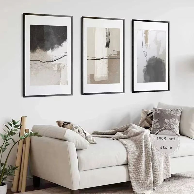 LIVIA WANDDEKORATION – MODERNE LEINWAND IN SCHWARZ-WEISS-BEIGE