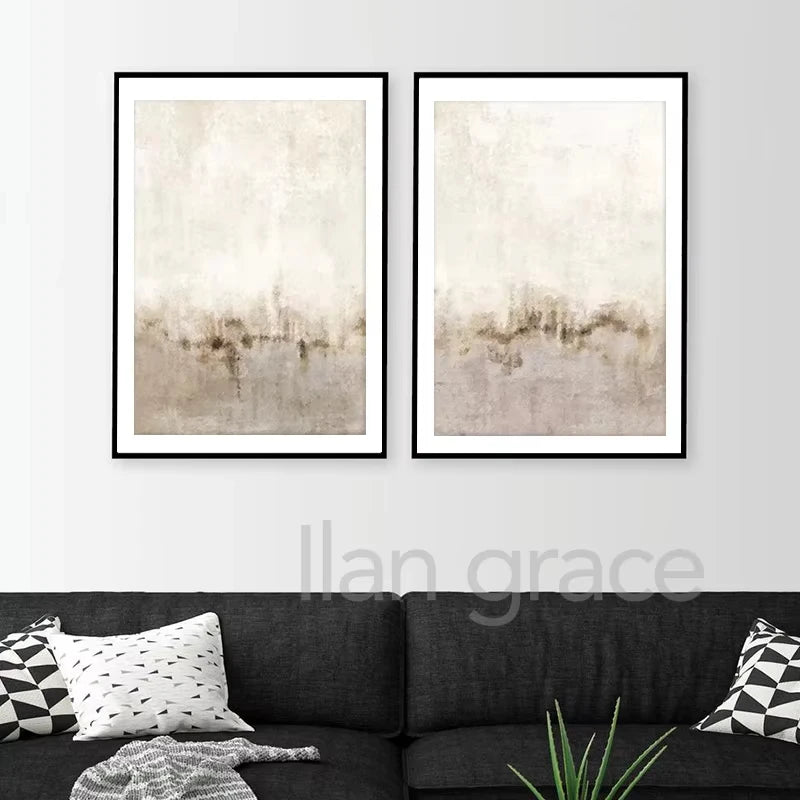ELENIA WANDDEKORATION – NATUR LEINWAND IN BEIGE & HELLEN TÖNEN