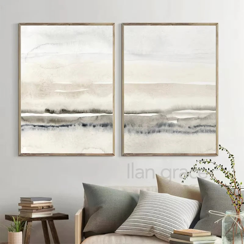 ELENIA WANDDEKORATION – NATUR LEINWAND IN BEIGE & HELLEN TÖNEN