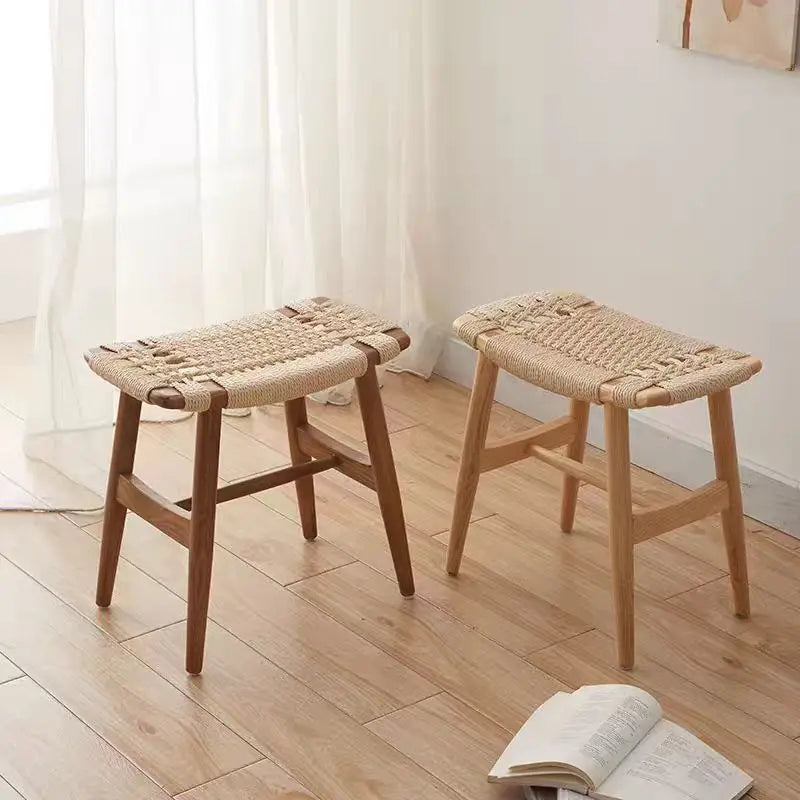 JAPANISCHER RATTAN HOCKER – EINGANGSBANK ZUM SCHUHE WECHSELN