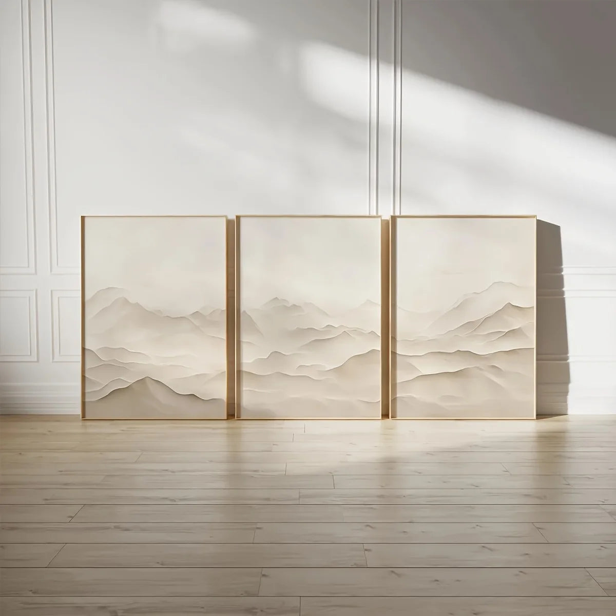VALENCIA WANDDEKORATION – 3ER CANVA SET BERGLANDSCHAFT BEIGE