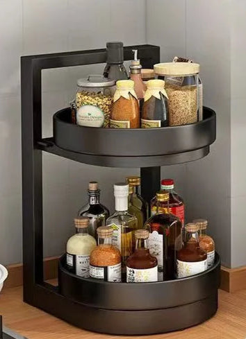 SPICE RACK ZWEILAGIG DREHBAR – KÜCHENORGANIZER IN SCHWARZ & WEISS