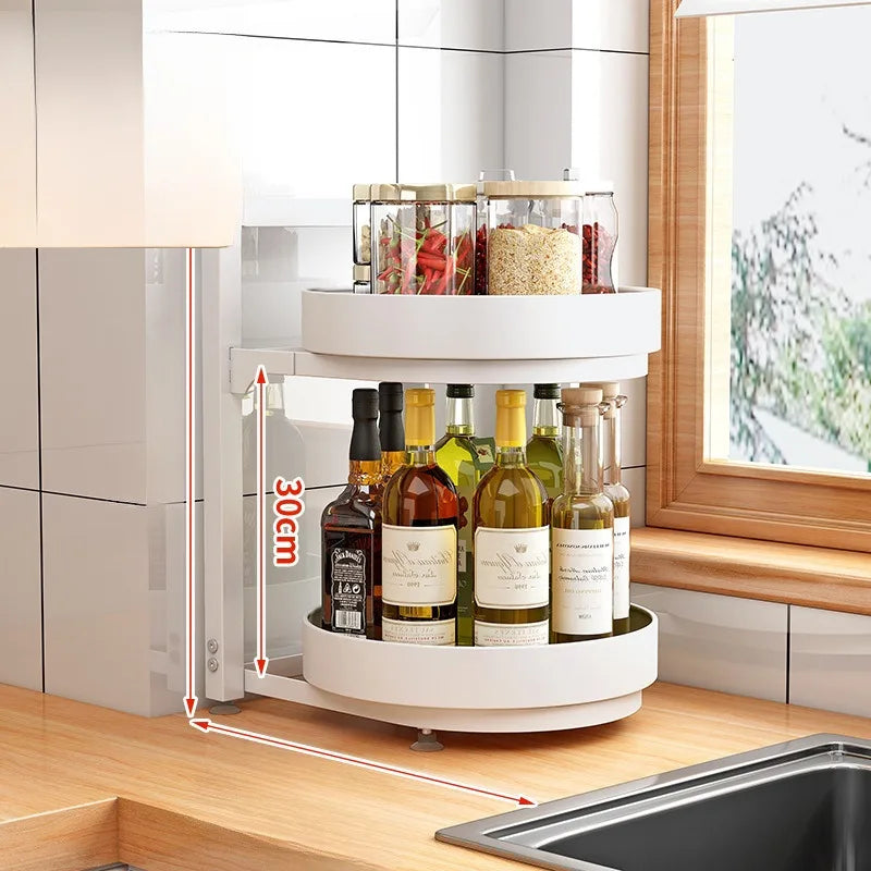 SPICE RACK ZWEILAGIG DREHBAR – KÜCHENORGANIZER IN SCHWARZ & WEISS