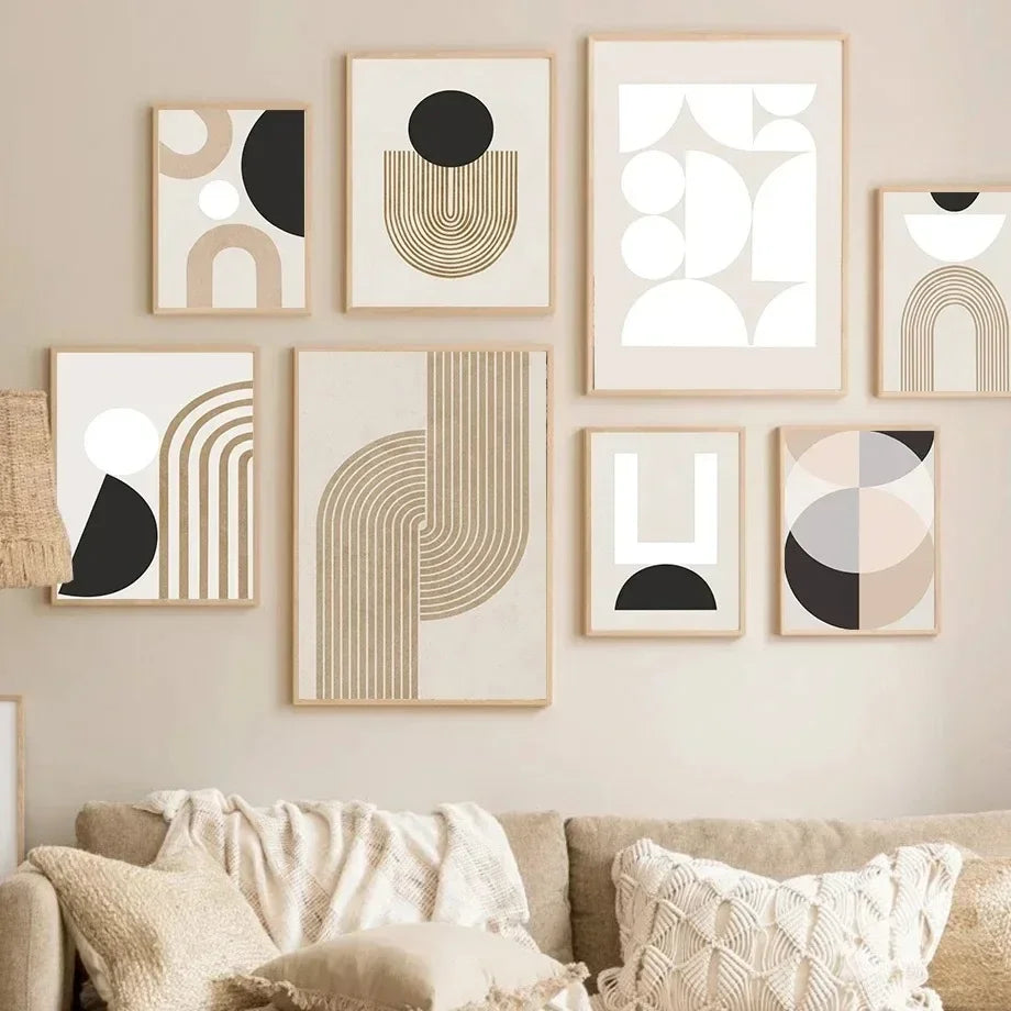 LYRA WANDDEKORATION – GEOMETRISCHE LEINWAND IN BEIGE-BRAUN