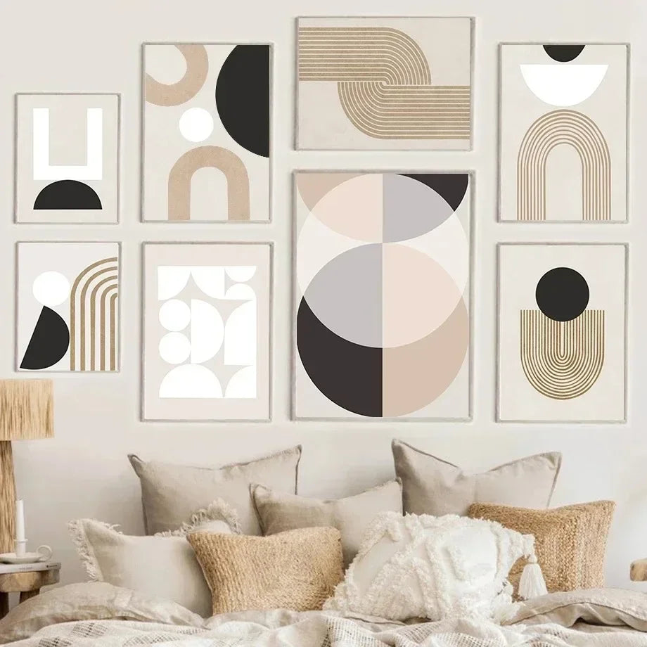 LYRA WANDDEKORATION – GEOMETRISCHE LEINWAND IN BEIGE-BRAUN