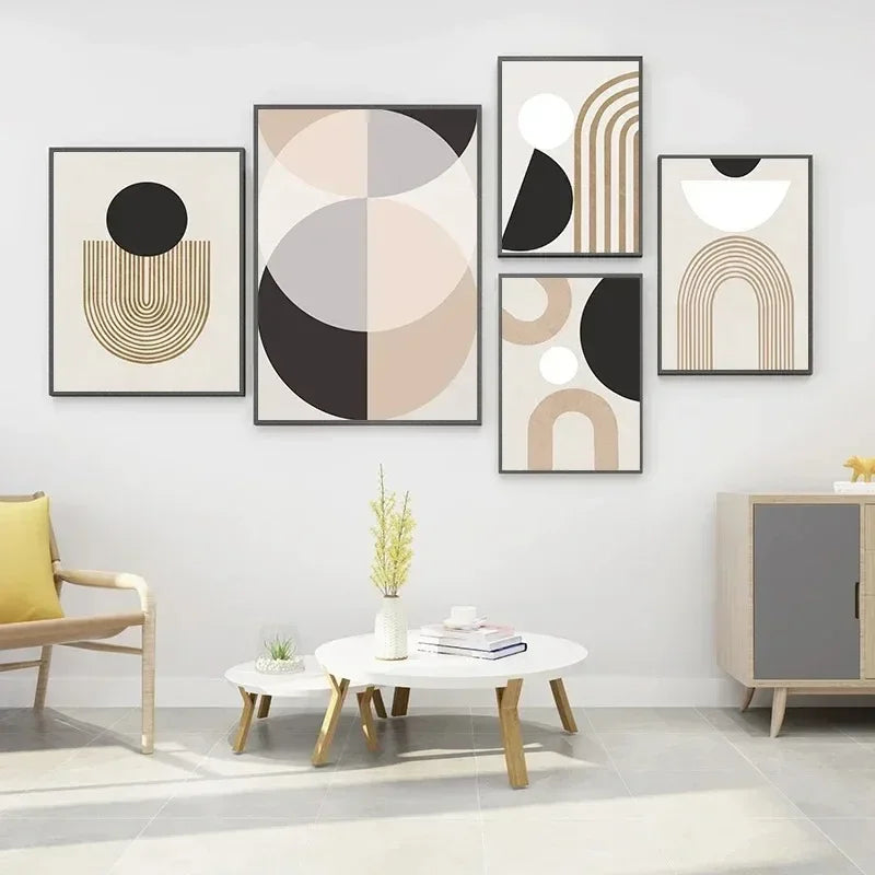 LYRA WANDDEKORATION – GEOMETRISCHE LEINWAND IN BEIGE-BRAUN