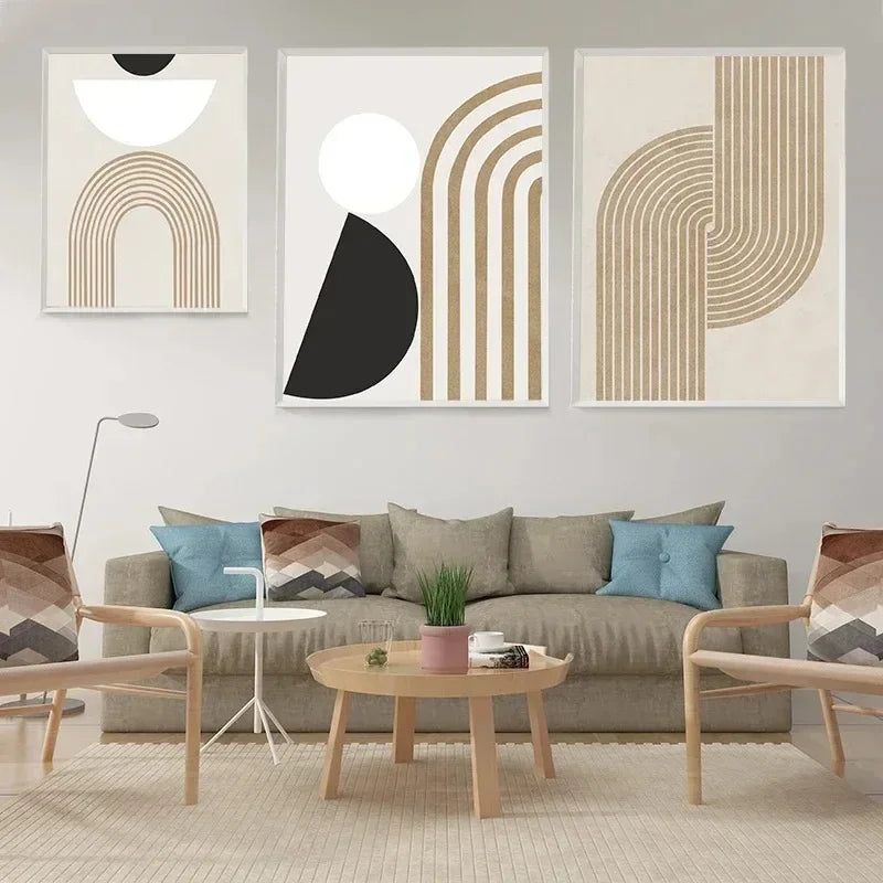 LYRA WANDDEKORATION – GEOMETRISCHE LEINWAND IN BEIGE-BRAUN