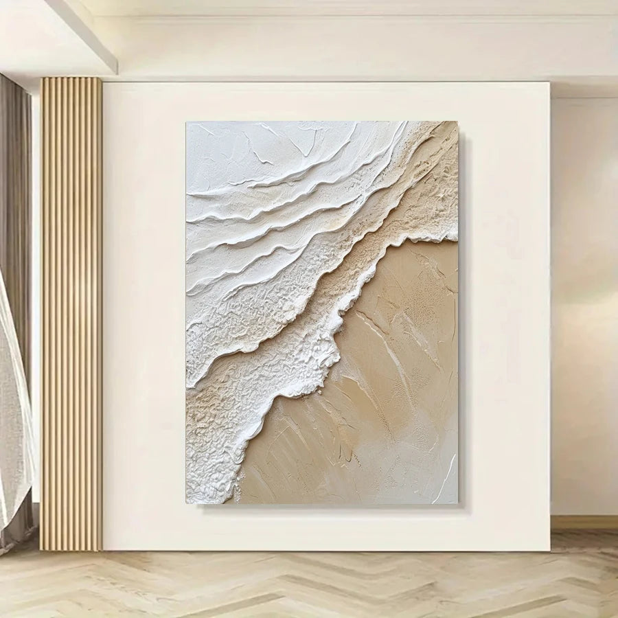 MALVA WANDDEKORATION – STRUKTUR CANVA MIT WELLE IN BEIGE WEISS