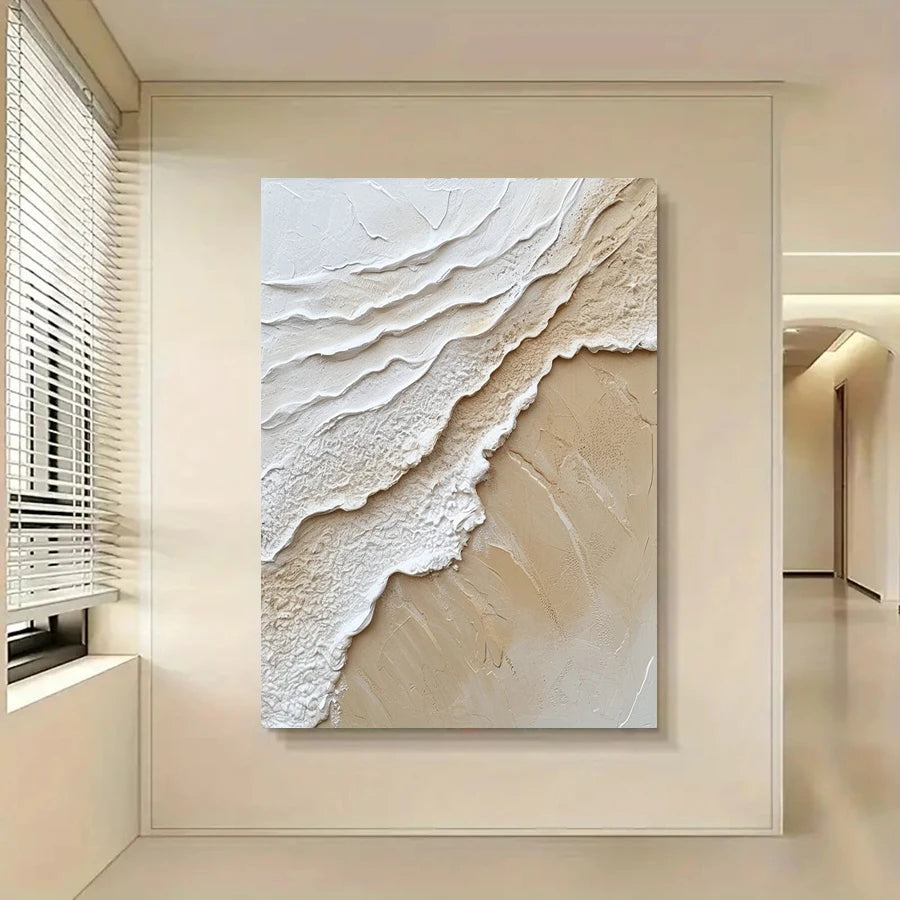 MALVA WANDDEKORATION – STRUKTUR CANVA MIT WELLE IN BEIGE WEISS