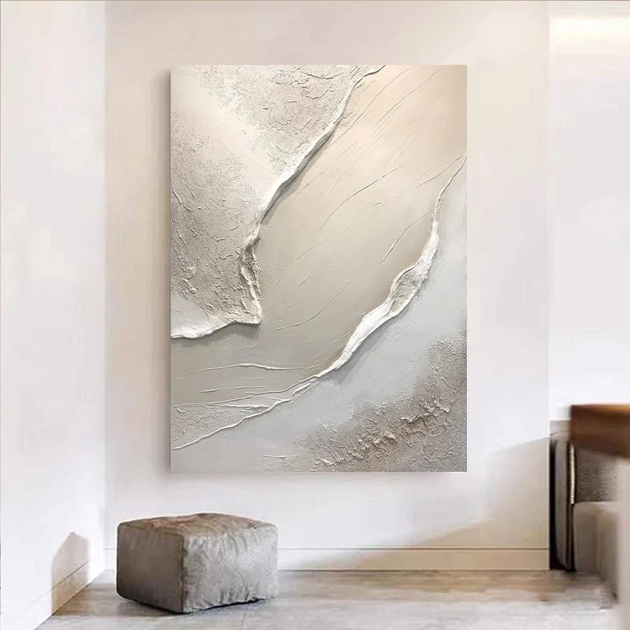 MALVA WANDDEKORATION – STRUKTUR CANVA MIT WELLE IN BEIGE WEISS