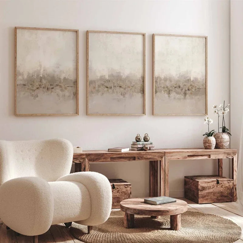 NOVA WANDDEKORATION – MINIMALISTISCHE LEINWAND IN BEIGE-TÖNEN