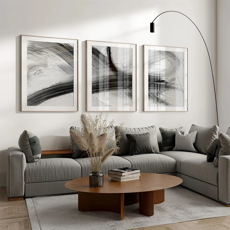 ZARINA WANDDEKORATION – MODERNES LEINWAND SET IN SCHWARZ & WEISS