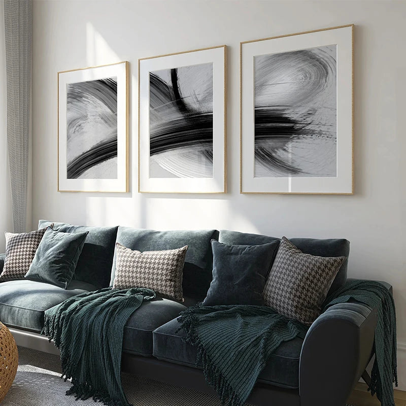 ZARINA WANDDEKORATION – MODERNES LEINWAND SET IN SCHWARZ & WEISS