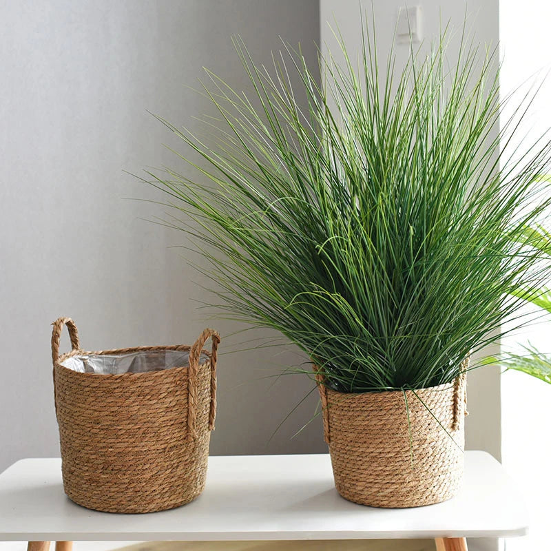 GEWEBTER BLUMENTOPF AUS NATURFASER – BOHO PFLANZKORB MIT HENKEL
