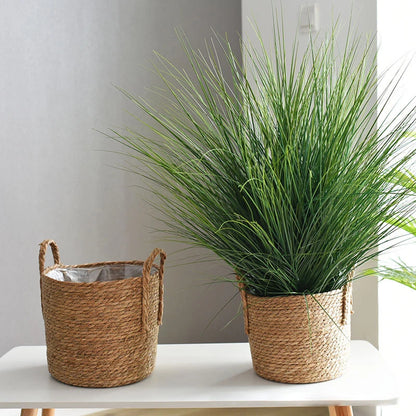 GEWEBTER BLUMENTOPF AUS NATURFASER – BOHO PFLANZKORB MIT HENKEL