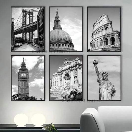 ROMA WANDDEKORATION ARCHITEKTUR SCHWARZ WEISS POSTER