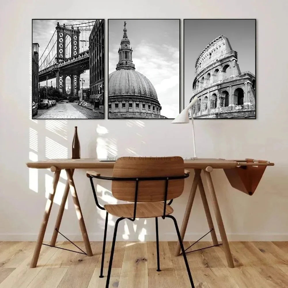 ROMA WANDDEKORATION ARCHITEKTUR SCHWARZ WEISS POSTER