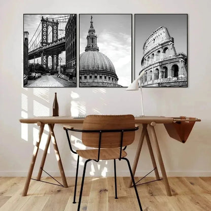 ROMA WANDDEKORATION ARCHITEKTUR SCHWARZ WEISS POSTER