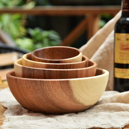HOLZSCHÜSSEL SET – RUNDE SCHALEN FÜR SALAT, SNACKS & DEKO