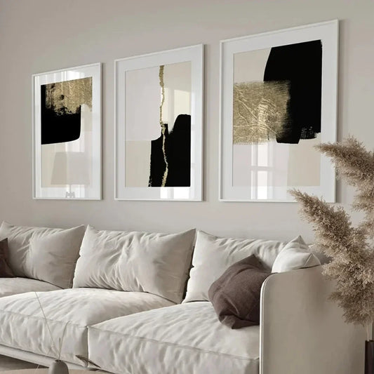 LYON WANDDEKORATION – MODERNES LEINWAND SET SCHWARZ & BEIGE