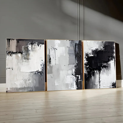 VERONA WANDDEKORATION – 3ER CANVA SET IN BEIGE GRAU SCHWARZ