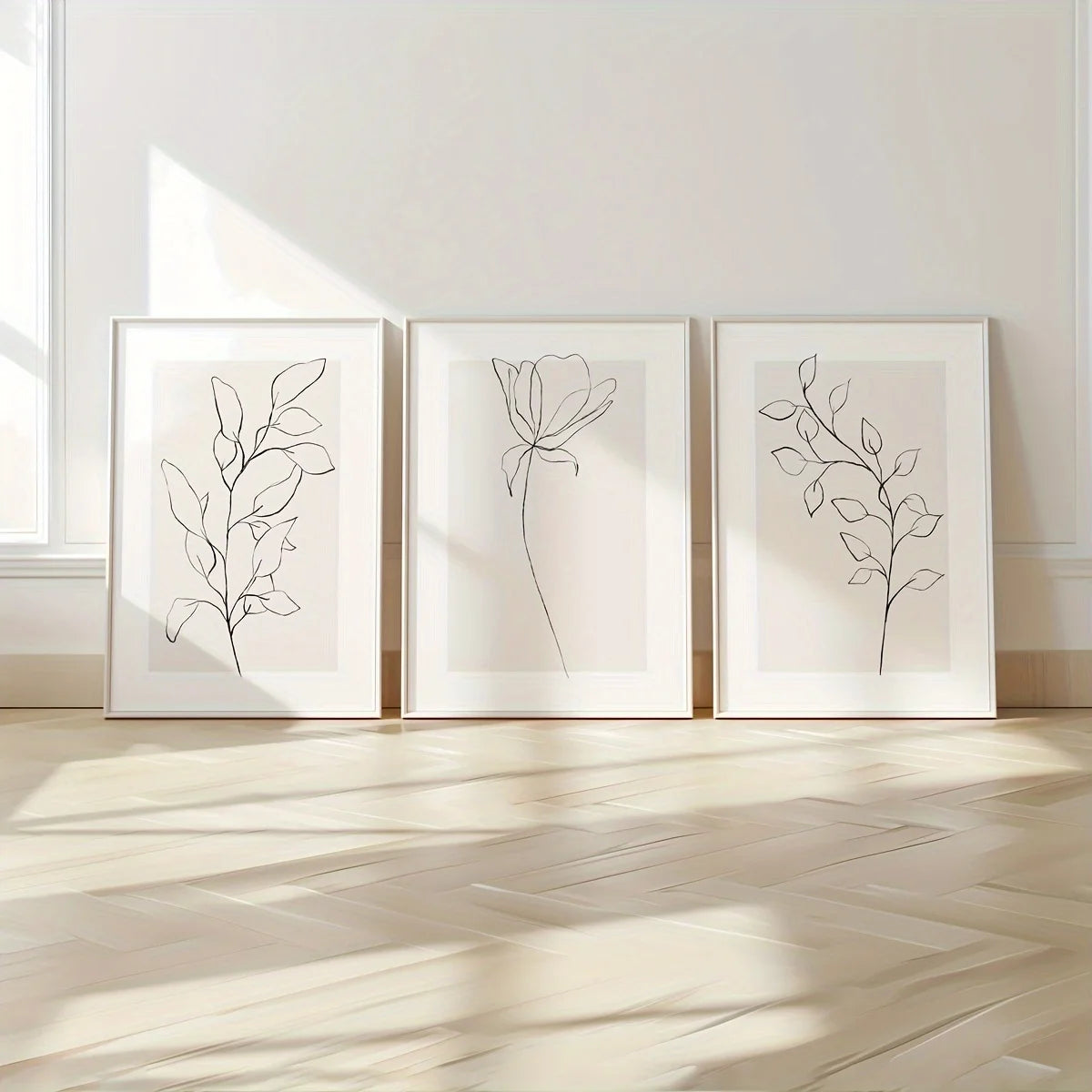 AVENIR WANDDEKORATION – LEINWAND SET LINE ART BEIGE WEISS