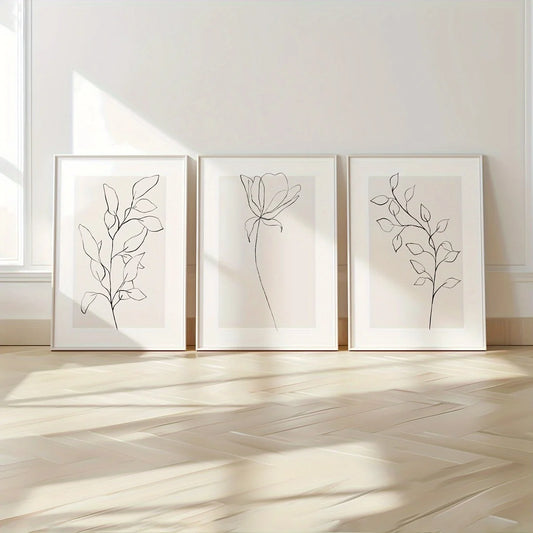 AVENIR WANDDEKORATION – LEINWAND SET LINE ART BEIGE WEISS