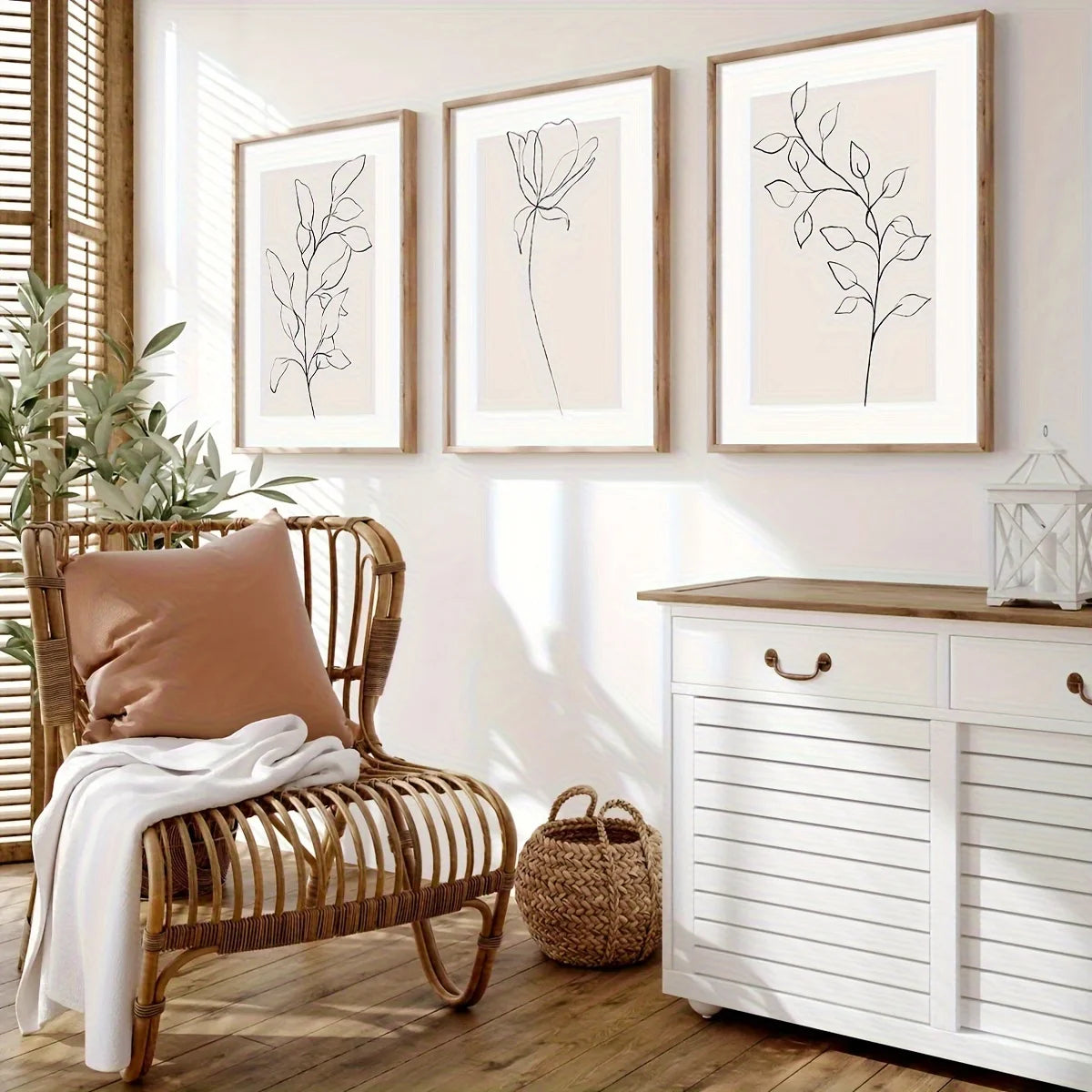 AVENIR WANDDEKORATION – LEINWAND SET LINE ART BEIGE WEISS