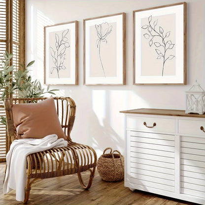 AVENIR WANDDEKORATION – LEINWAND SET LINE ART BEIGE WEISS