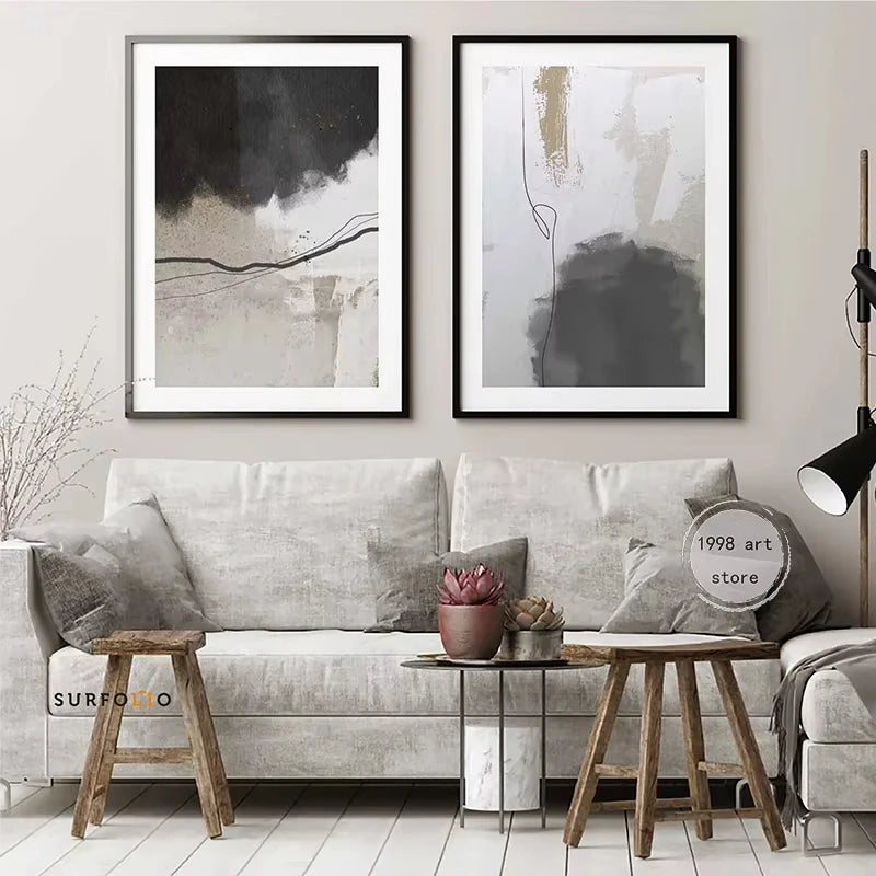 LIVIA WANDDEKORATION – MODERNE LEINWAND IN SCHWARZ-WEISS-BEIGE