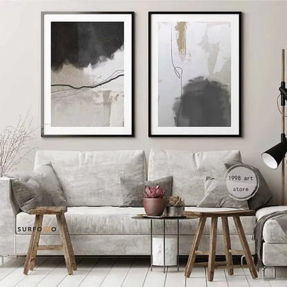 LIVIA WANDDEKORATION – MODERNE LEINWAND IN SCHWARZ-WEISS-BEIGE