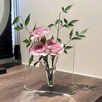 TRANSPARENTE ACRYL VASE – MODERNE KLARE VASE IN RAHMENOPTIK