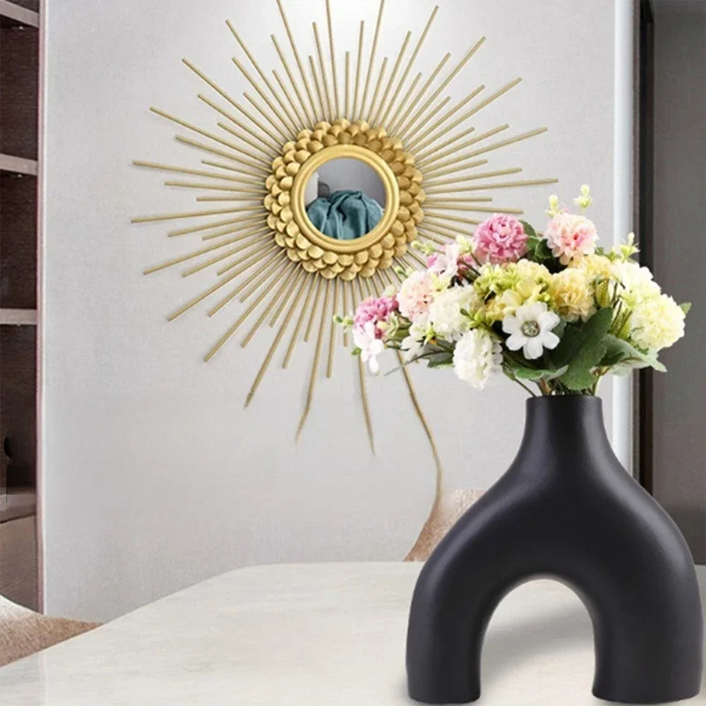 Dekovase 2er Keramik Vase, Pampasgras Vasen matt Handgefertigte Getrocknete Blumenbehälter, Boho Blumenpflanzenbehälter 1