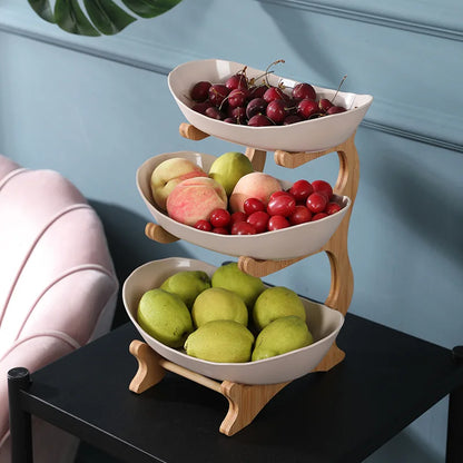 ETAGERE AUS BAMBUS & KUNSTSTOFF – 1/2/3-STÖCKIG OBST- & SERVIERSTÄNDER