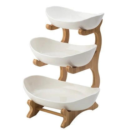 ETAGERE AUS BAMBUS & KUNSTSTOFF – 1/2/3-STÖCKIG OBST- & SERVIERSTÄNDER