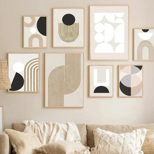 LYRA WANDDEKORATION – GEOMETRISCHE LEINWAND IN BEIGE-BRAUN