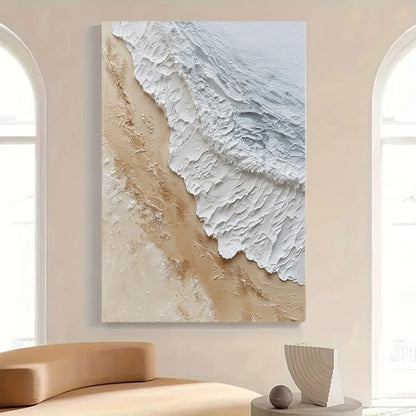 MALVA WANDDEKORATION – STRUKTUR CANVA MIT WELLE IN BEIGE WEISS