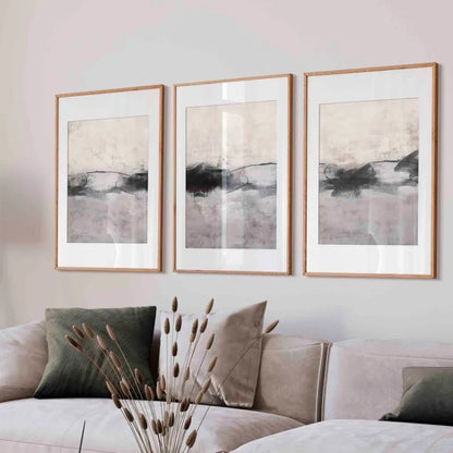 MALVINA WANDDEKORATION – MODERNES LEINWAND SET IN GRAU & SCHWARZ