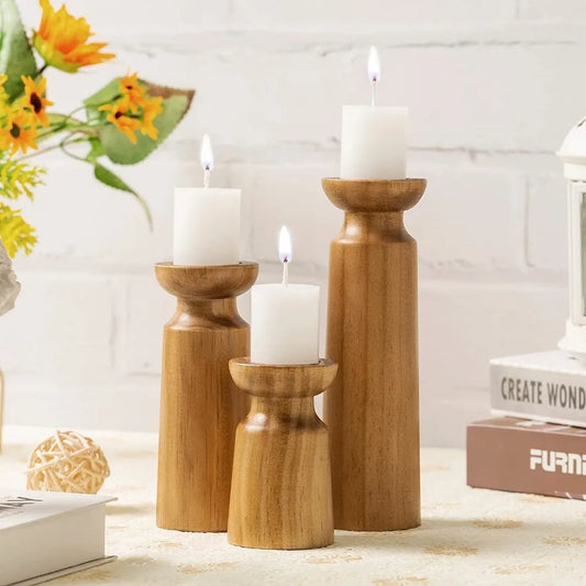 ALVAREZ KERZENHALTER AUS MASSIVHOLZ – 3ER SET