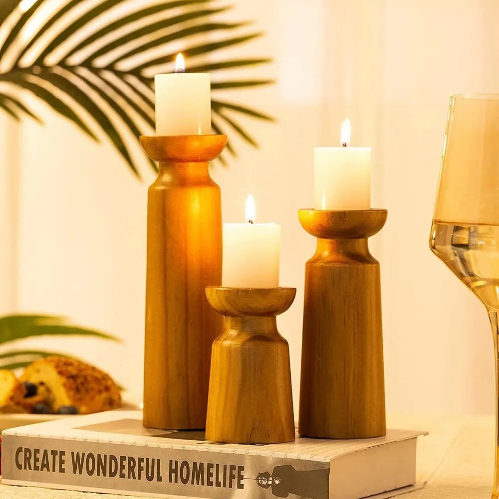 ALVAREZ KERZENHALTER AUS MASSIVHOLZ – 3ER SET