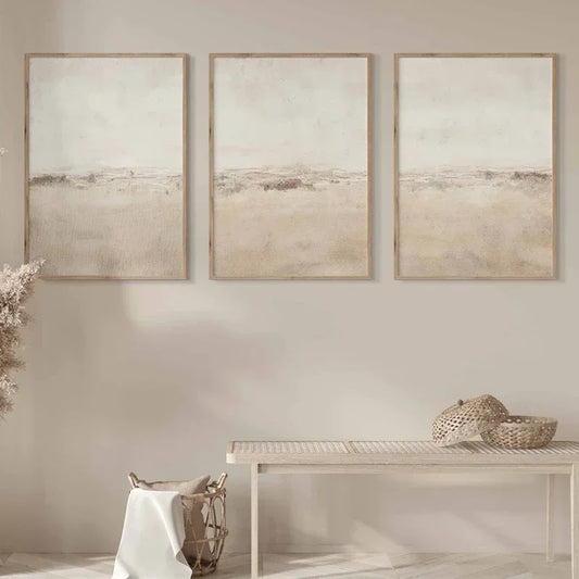 NOVA WANDDEKORATION – MINIMALISTISCHE LEINWAND IN BEIGE-TÖNEN