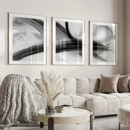 ZARINA WANDDEKORATION – MODERNES LEINWAND SET IN SCHWARZ & WEISS